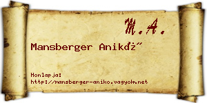 Mansberger Anikó névjegykártya
